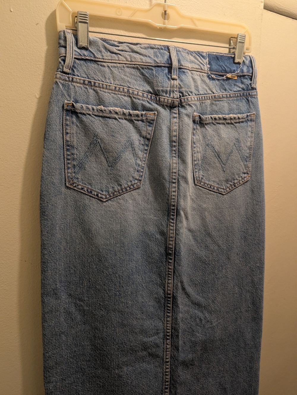 MOTHER The Ditcher Maxi Super Fray Split Denim Jean Skirt Light Blue- 25=0 - Picture 10 of 16